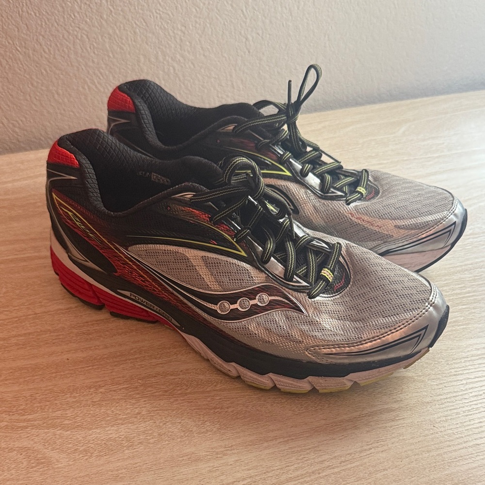 Saucony Men's Athletic Shoes - Silver, Black, and Red